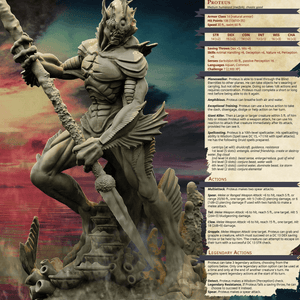 3D Printed Bestiary Vol. 4 Nafarrate - Proteus Merfolk 32mm Ragnarok D&D - Charming Terrain
