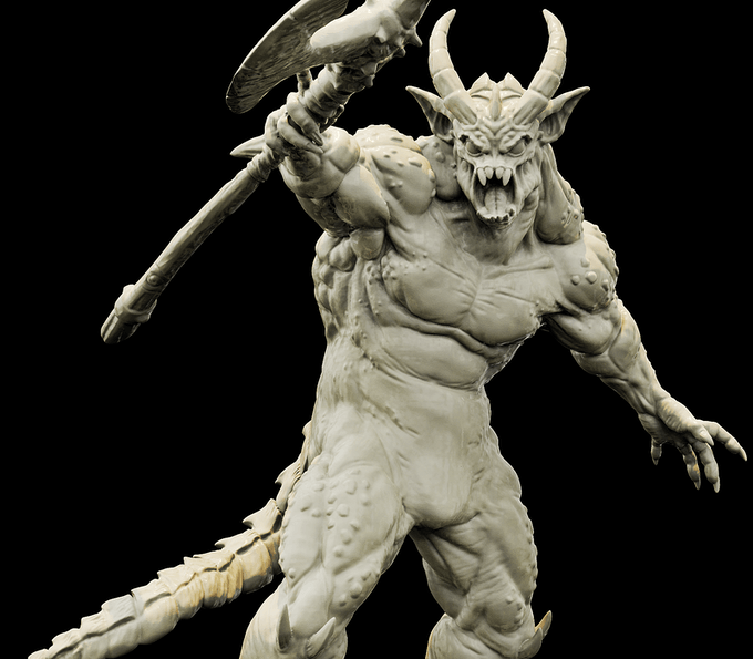 3D Printed Bestiary Vol. 4 Nafarrate - Quas'kuma Demon Fiend 32mm Ragnarok D&D - Charming Terrain