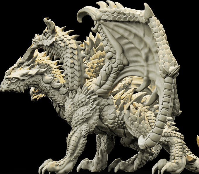 3D Printed Bestiary Vol. 4 Nafarrate - Tiamat Hydra 32mm Ragnarok D&D - Charming Terrain