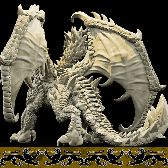 3D Printed Bestiary Vol. 4 Nafarrate - Tiamat Hydra 32mm Ragnarok D&D - Charming Terrain
