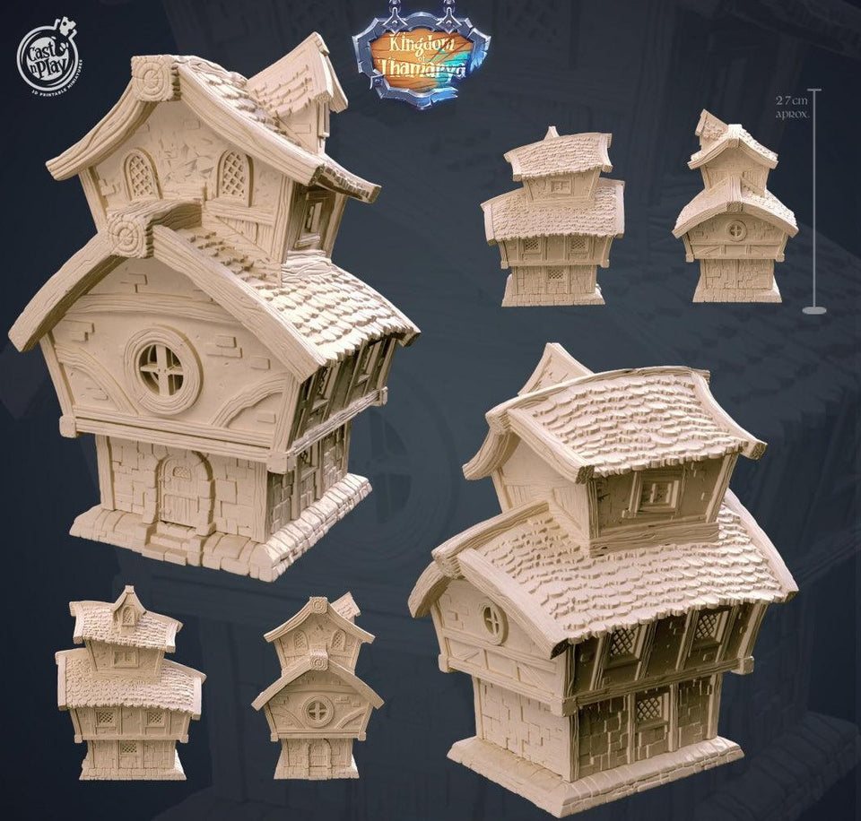 3D Printed Cast n Play Cottage Small Medival House Thamarya 28mm 32mm D&D - Charming Terrain