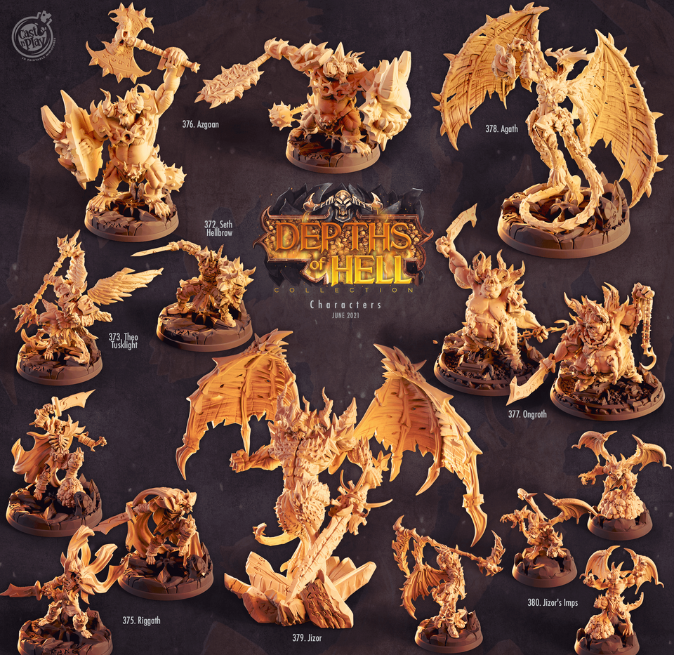 3D Printed Cast n Play Jizor Depths of Hell 28 32mm D&D - Charming Terrain