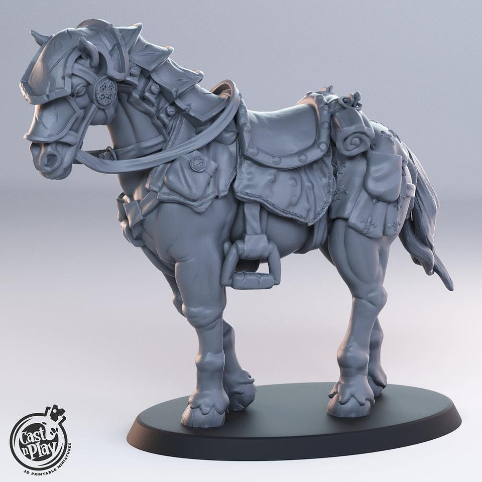 3D Printed Cast n Play Noble Horse 28mm 32mm D&D - Charming Terrain