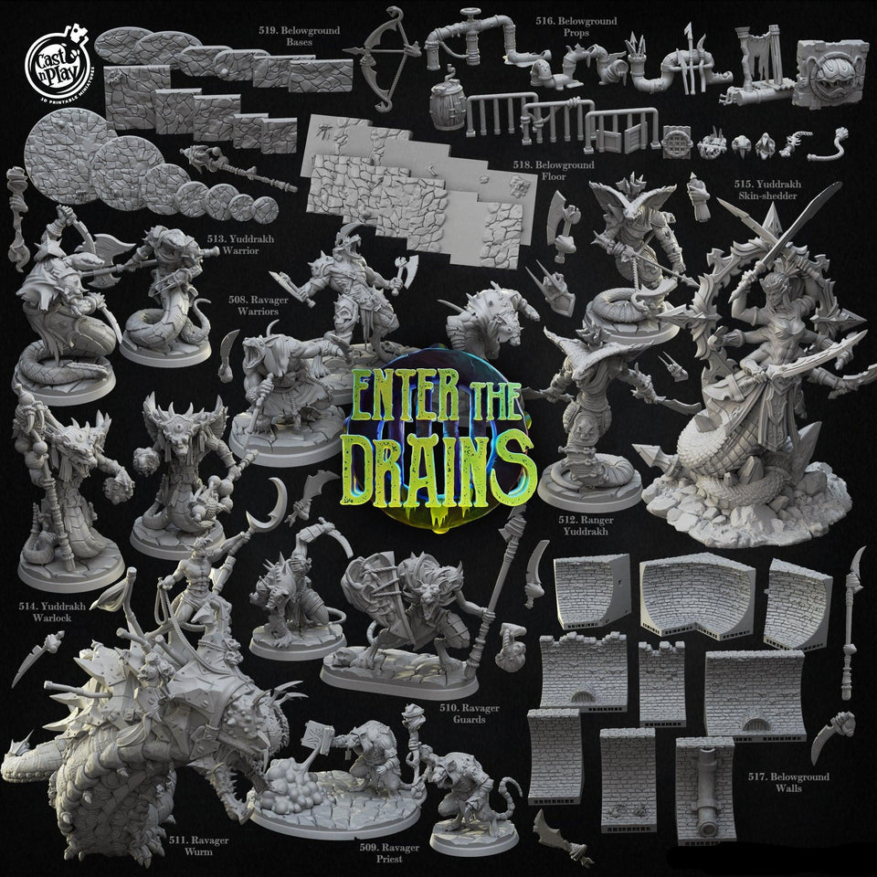 3D Printed Cast n Play Ravager Guards Enter the Drains 28mm 32mm D&D - Charming Terrain