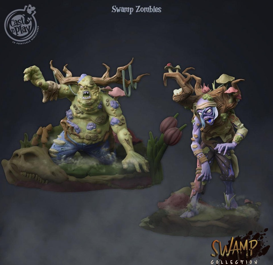 3D Printed Cast n Play Swamp Zombies Swamp Collection 28mm 32mm D&D - Charming Terrain