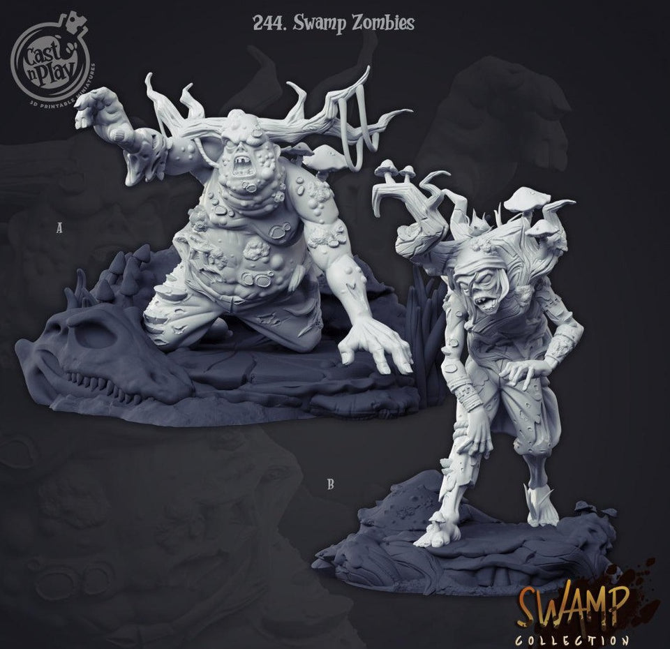 3D Printed Cast n Play Swamp Zombies Swamp Collection 28mm 32mm D&D - Charming Terrain