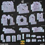 3D Printed Cast n Play Temple Walls Masks of Kiimil 28mm 32mm D&D - Charming Terrain