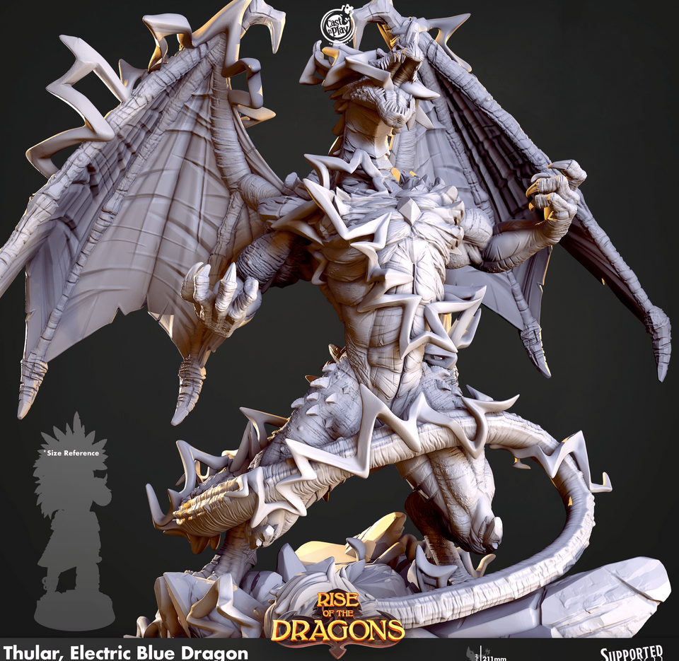3D Printed Cast n Play Thular Electric Blue Dragon Rise of the Dragons 28 32mm D&D - Charming Terrain
