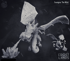 3D Printed Cast n Play Truungrox The White Dragon Frost Land 28mm 32mm D&D - Charming Terrain
