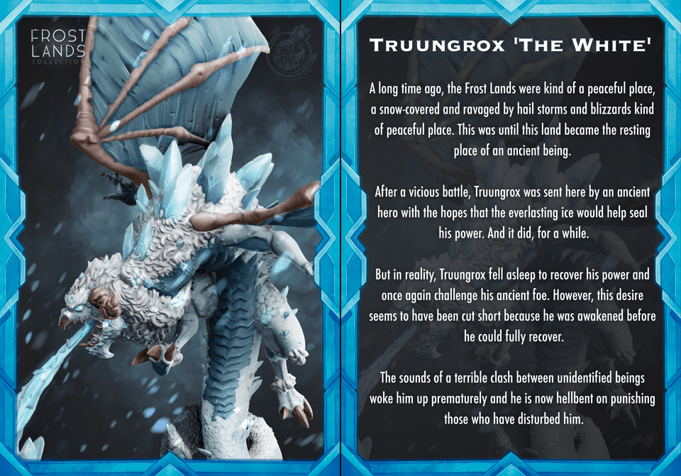 3D Printed Cast n Play Truungrox The White Dragon Frost Land 28mm 32mm D&D - Charming Terrain