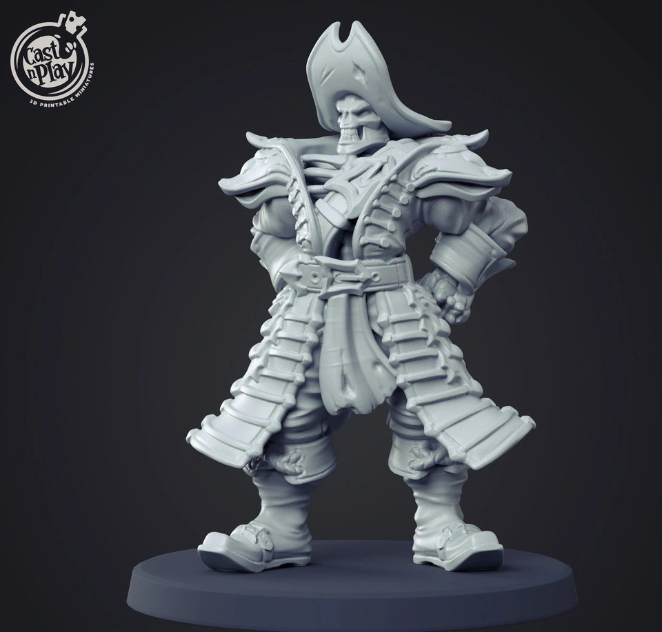 3D Printed Cast n Play Undead Pirate Captain 28mm 32mm D&D - Charming Terrain