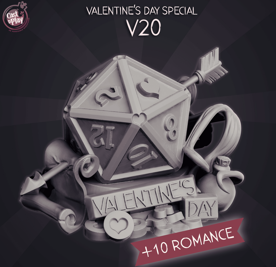 3D Printed Cast n Play Valentines Day Gamer Display D&D - Charming Terrain