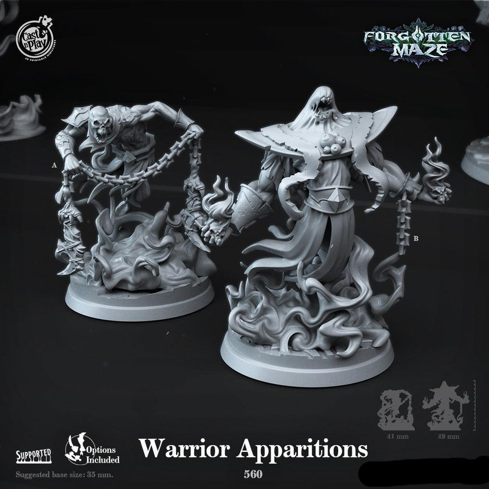3D Printed Cast n Play Warrior Apparitions Forgotten Maze 28mm 32mm D&D - Charming Terrain