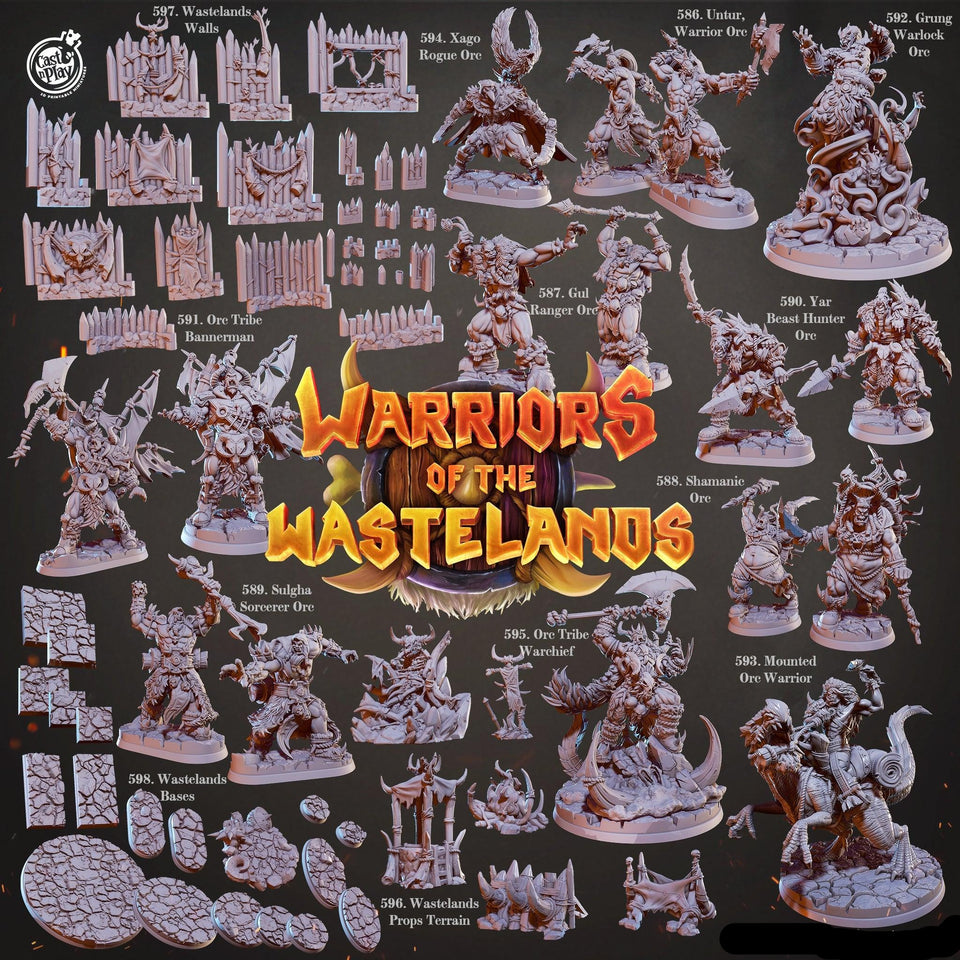 3D Printed Cast n Play Xago Orc Rogue Warriors of the Wastelands 28mm 32mm D&D - Charming Terrain