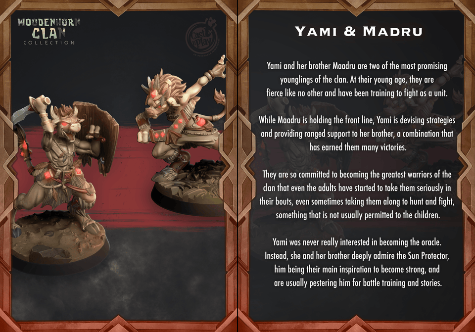 3D Printed Cast n Play Yami and Maadru Woodenhorn Clan 28mm 32mm D&D - Charming Terrain