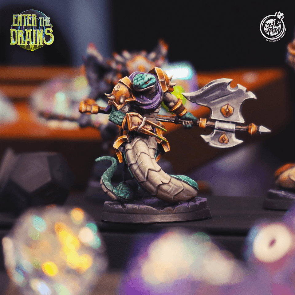 3D Printed Cast n Play Yuddrakh Warrior Enter the Drains 28mm 32mm D&D - Charming Terrain