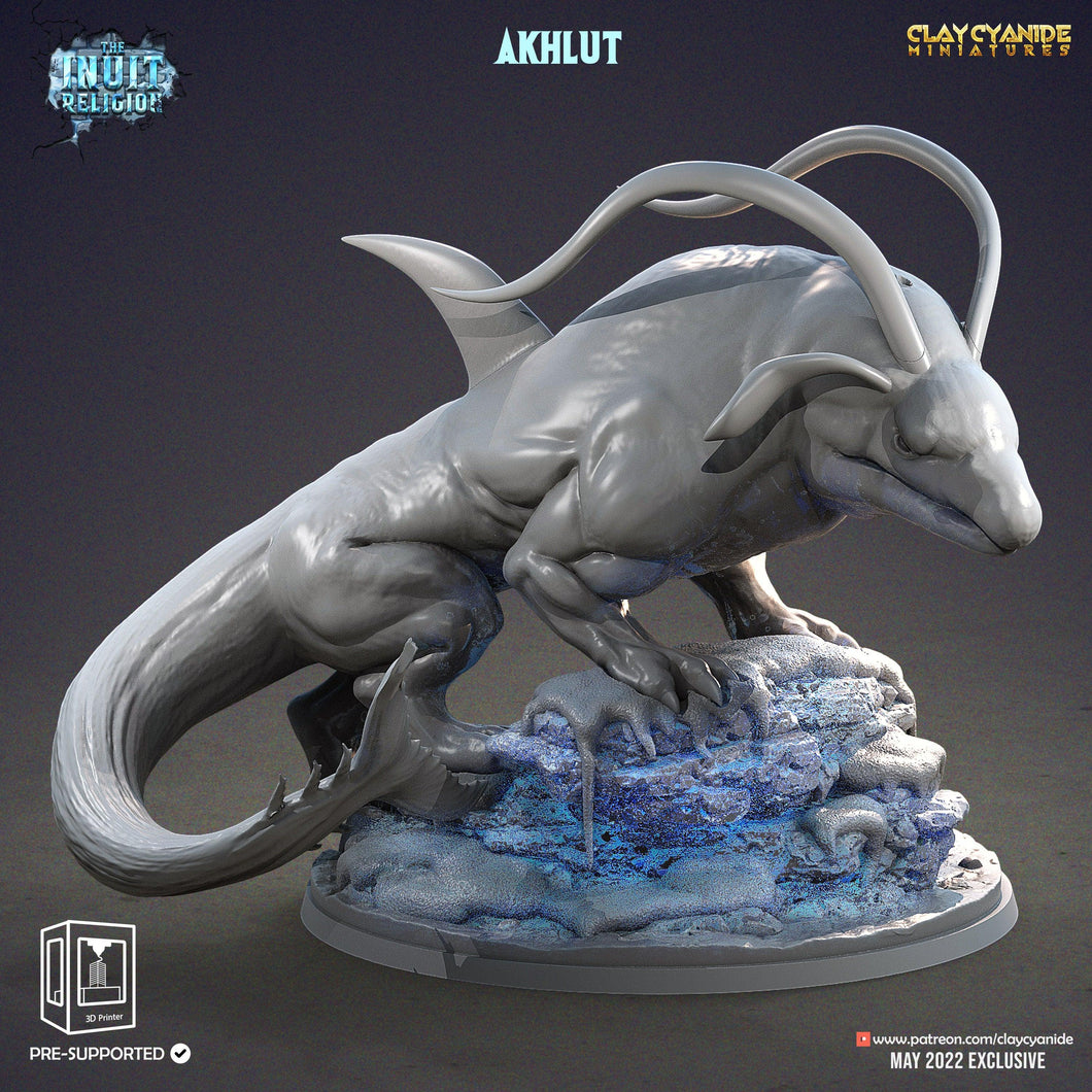 3D Printed Clay Cyanide Akhlut Inuit Religion Ragnarok D&D - Charming Terrain