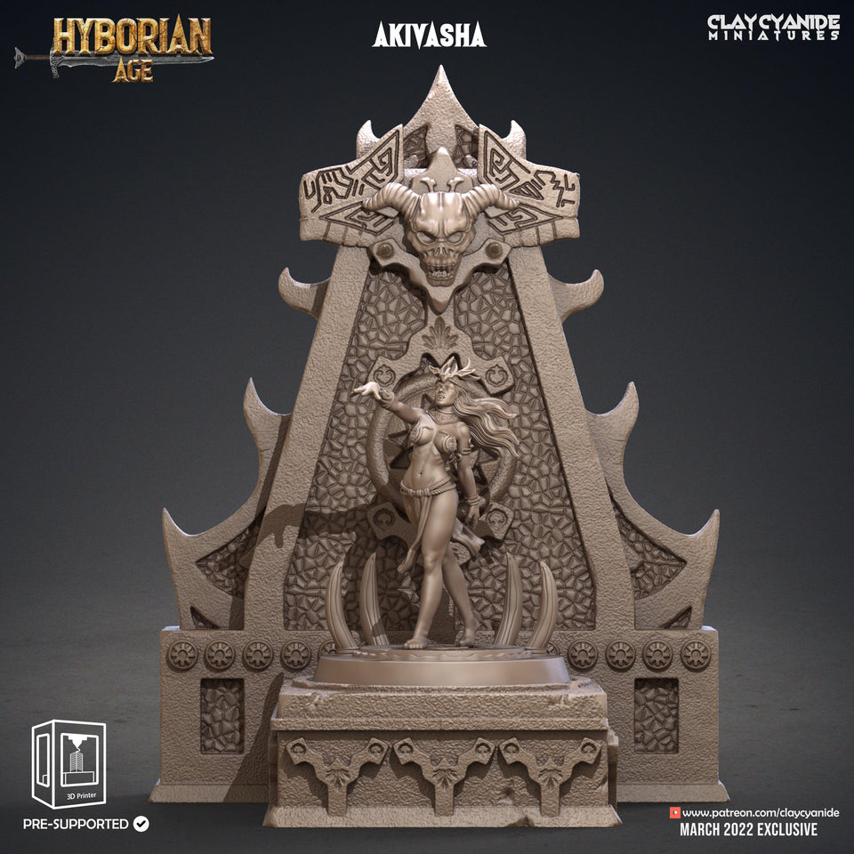 3D Printed Clay Cyanide Akivasha and Throne Hyborean Age Ragnarok D&D - Charming Terrain