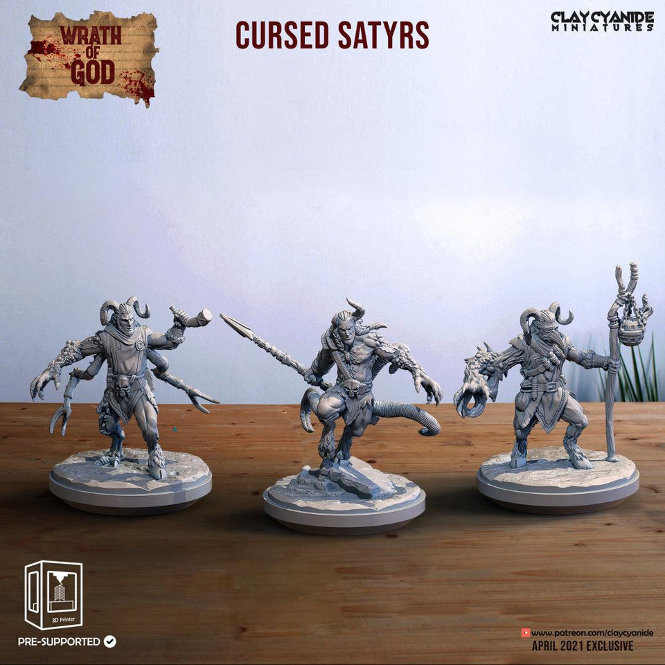 3D Printed Clay Cyanide Cursed Satyrs Wrath of Gods Ragnarok D&D - Charming Terrain