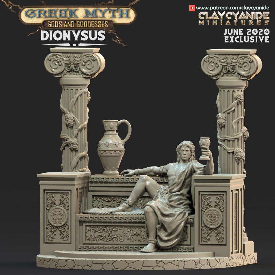 3D Printed Clay Cyanide Dionysus Greek Myth Gods and Goddesses Ragnarok D&D - Charming Terrain