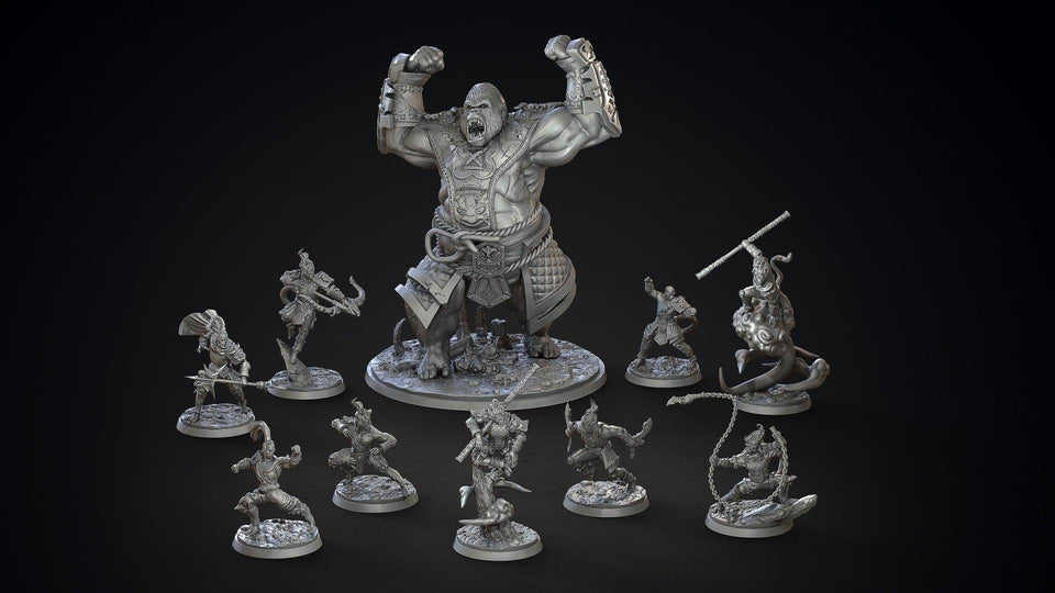 3D Printed Clay Cyanide Feng Zhizi Gorilla Men Tribes Factions Ragnarok D&D - Charming Terrain
