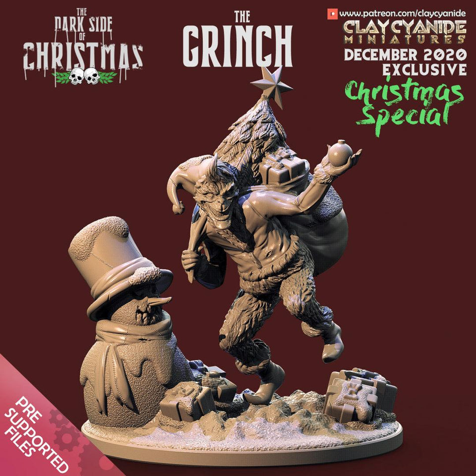 3D Printed Clay Cyanide Grinch The Dark Side of Christmas 28mm-32mm Ragnarok D&D - Charming Terrain