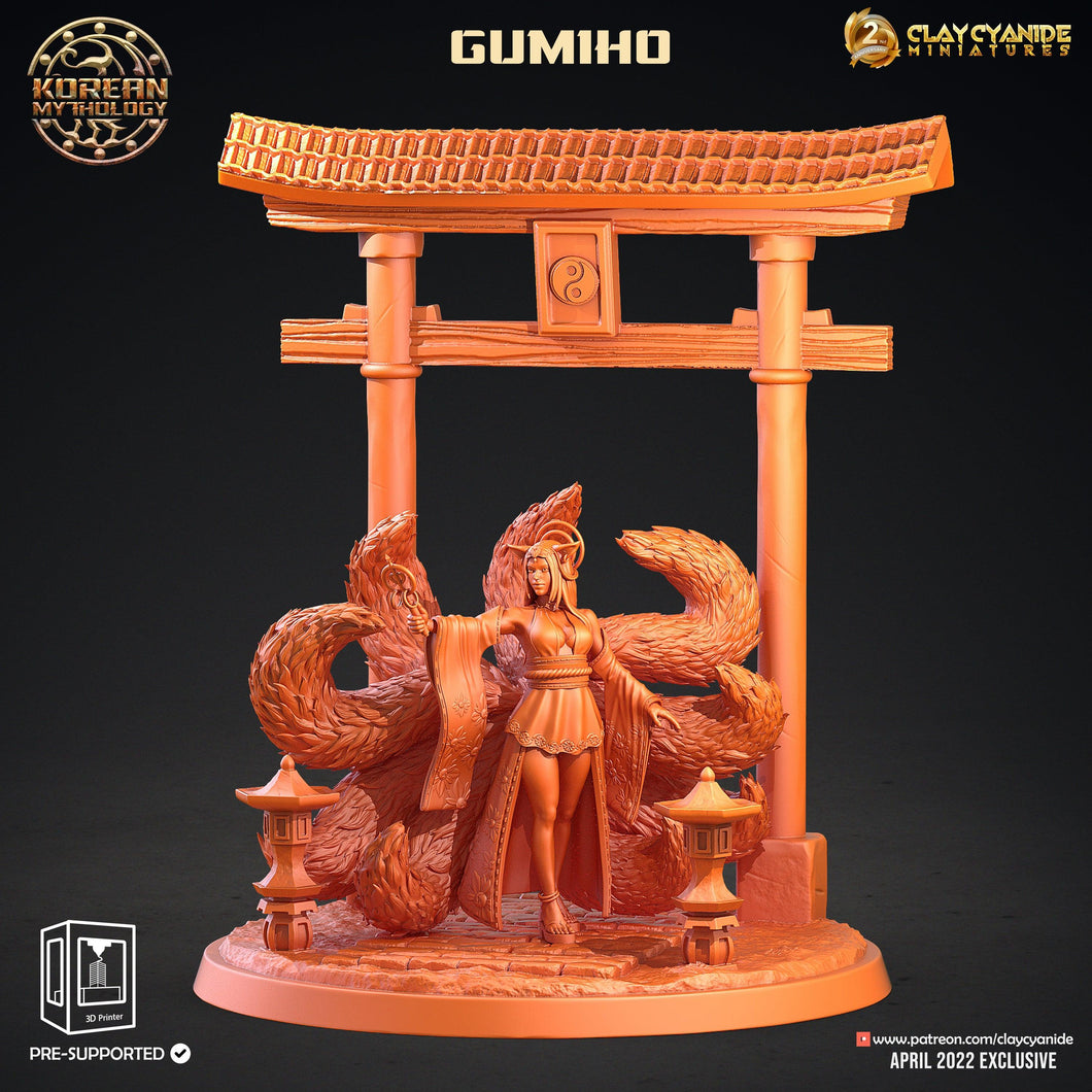 3D Printed Clay Cyanide Gumiho Nine Tails Korean Mythology Ragnarok D&D - Charming Terrain