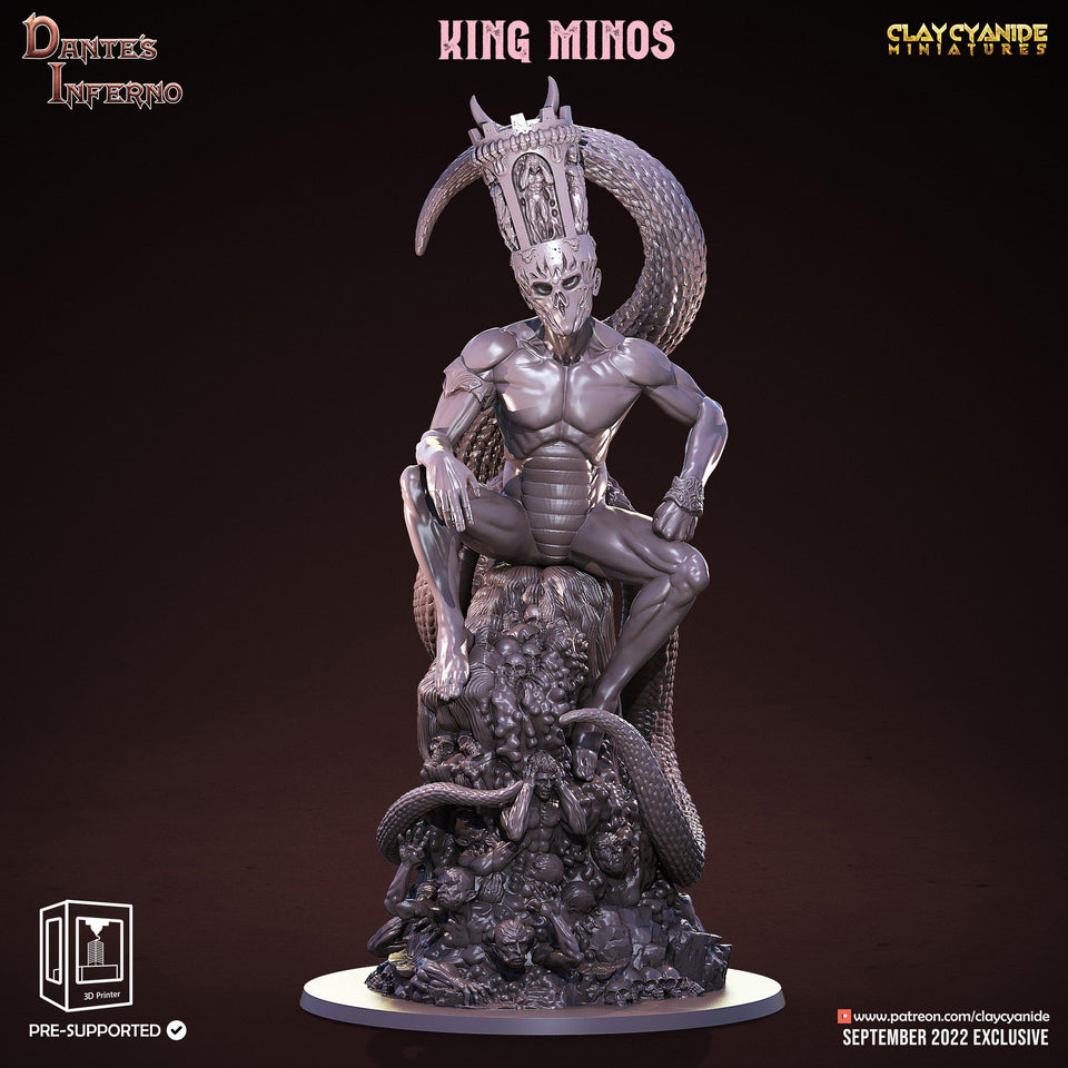 3D Printed Clay Cyanide King Minos Dante's Inferno 28mm-32mm Ragnarok D&D - Charming Terrain