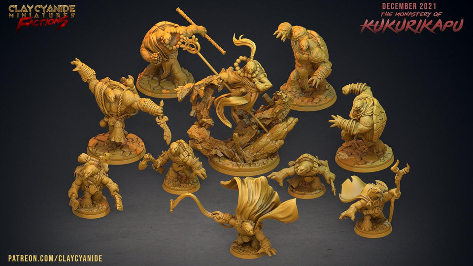 3D Printed Clay Cyanide Kukurikapu Monastery of Turtle-folk Factions Ragnarok D&D - Charming Terrain