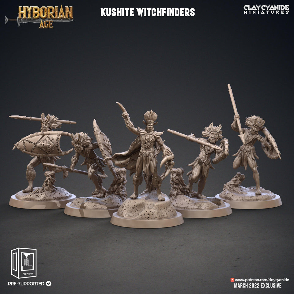 3D Printed Clay Cyanide Kushite Witch Finders Set Hyborian Age 28mm-32mm Ragnarok D&D - Charming Terrain