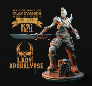 3D Printed Clay Cyanide Large Figure Lady Apokalypse Ragnarok D&D - Charming Terrain
