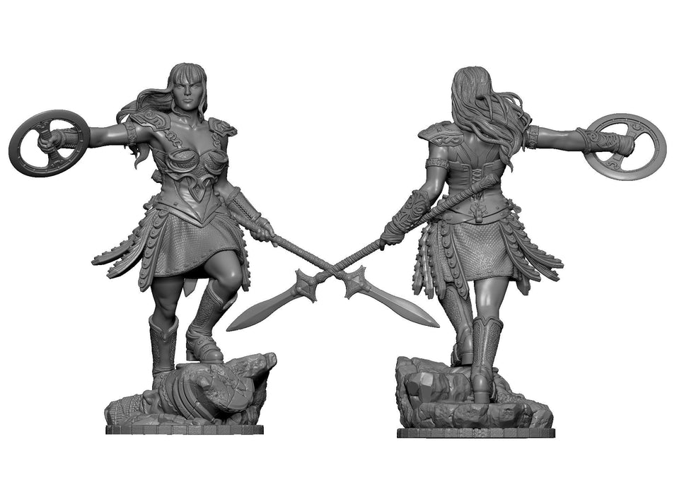 3D Printed Clay Cyanide Large Figure Sheena, Warrior Queen Ragnarok D&D - Charming Terrain