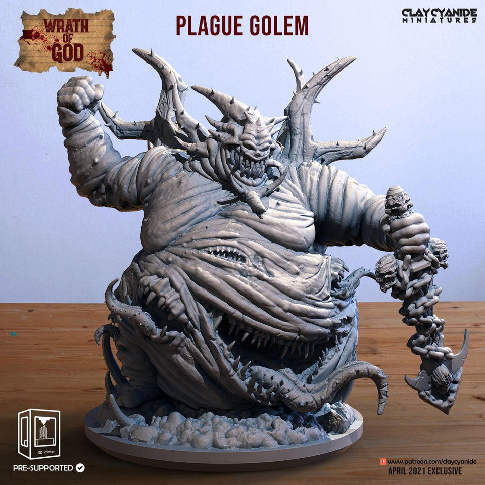 3D Printed Clay Cyanide Plague Golem Wrath of Gods Ragnarok D&D - Charming Terrain