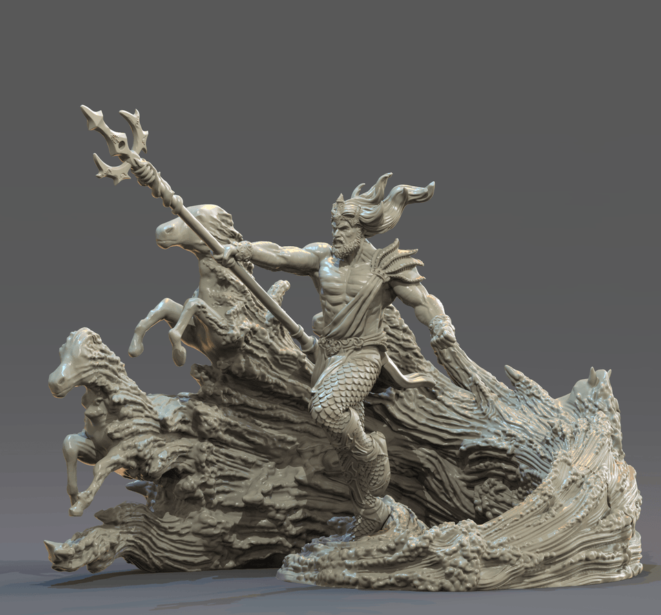 3D Printed Clay Cyanide Poseidon Greek Myth Gods and Goddesses Ragnarok D&D - Charming Terrain