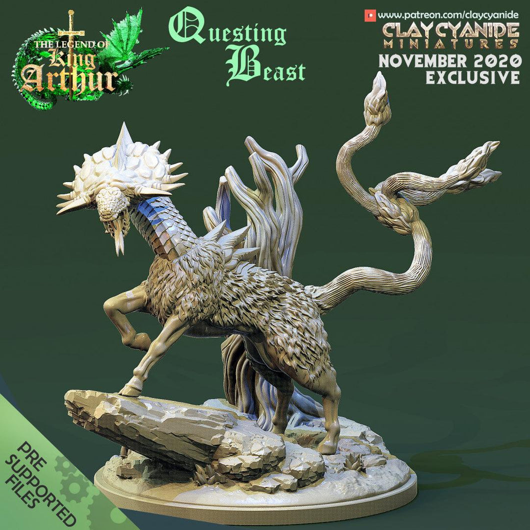 3D Printed Clay Cyanide Questing Beast The Legend of King Arthur Ragnarok D&D - Charming Terrain