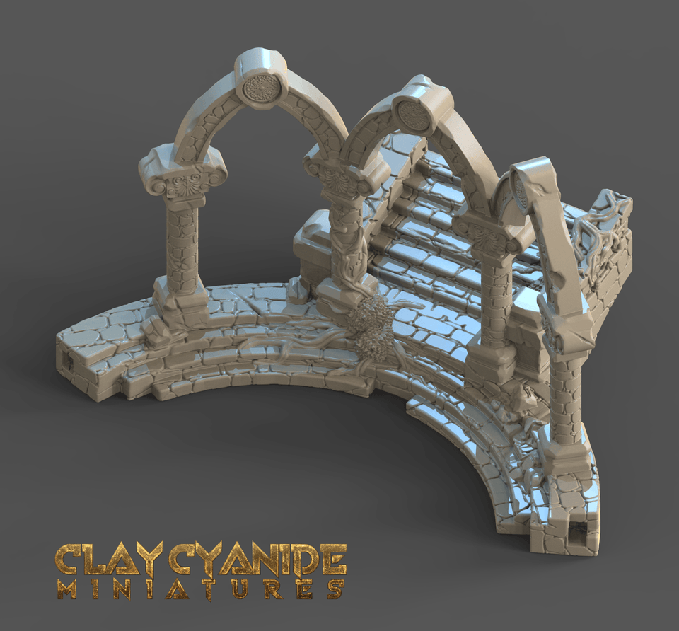 3D Printed Clay Cyanide Ruins Set 28mm-32mm Ragnarok D&D - Charming Terrain