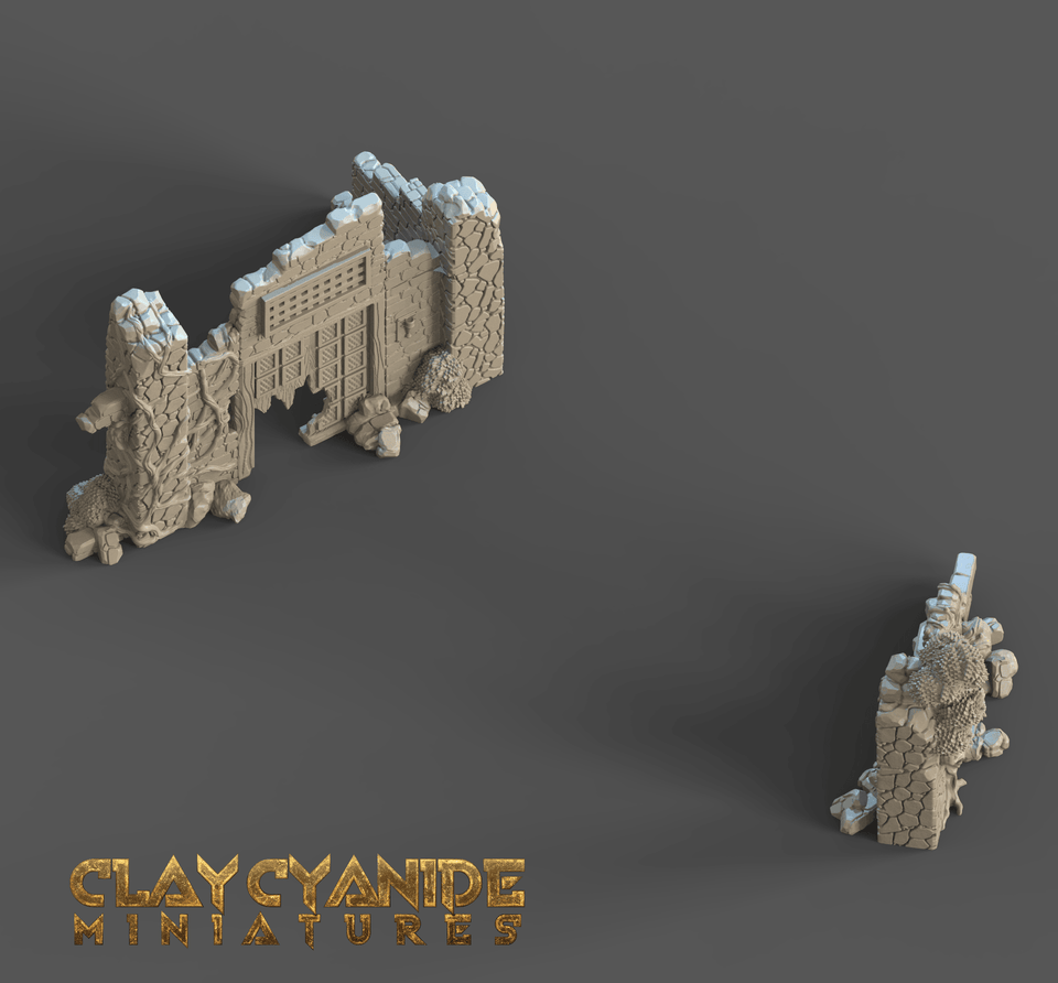 3D Printed Clay Cyanide Ruins Set 28mm-32mm Ragnarok D&D - Charming Terrain