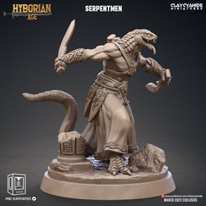 3D Printed Clay Cyanide Serpentmen Set Hyborian Age 28mm-32mm Ragnarok D&D - Charming Terrain