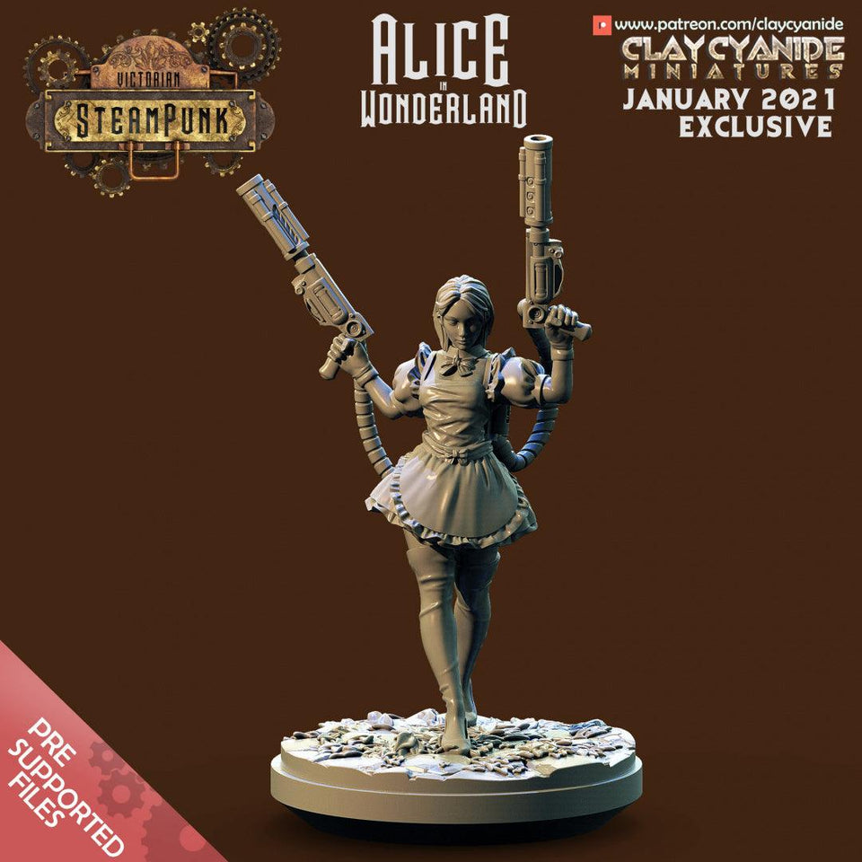 3D Printed Clay Cyanide Steampunk Alice in Wonderland Ragnarok D&D - Charming Terrain