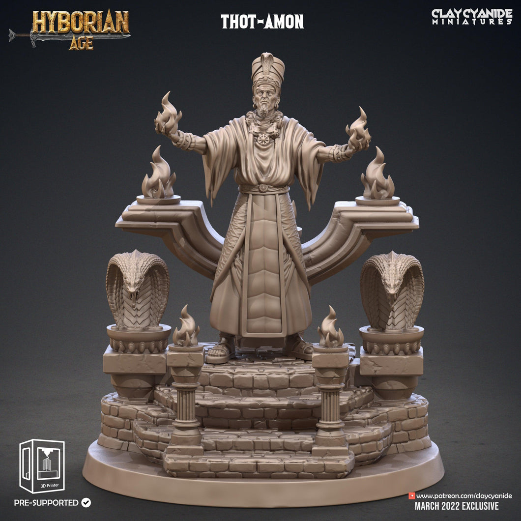 3D Printed Clay Cyanide Thot-Amon and Throne Hyborean Age Ragnarok D&D - Charming Terrain