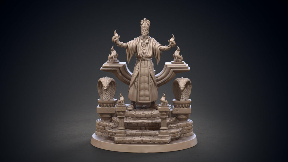 3D Printed Clay Cyanide Thot-Amon and Throne Hyborean Age Ragnarok D&D - Charming Terrain