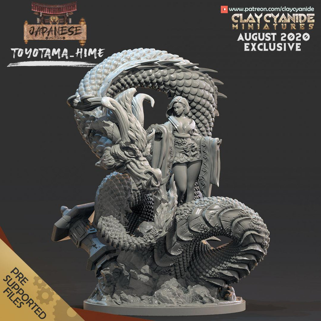3D Printed Clay Cyanide Toyotama-Hime Japanese Deities Ragnarok D&D - Charming Terrain