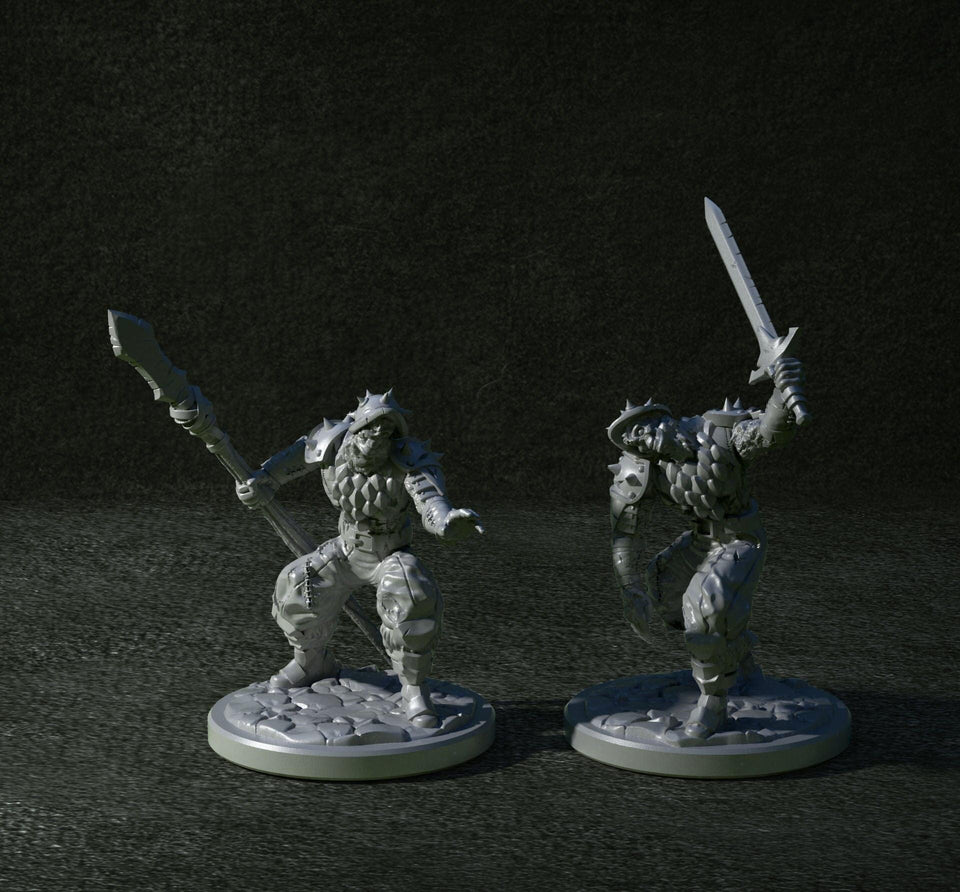 3D Printed Clay Cyanide Two Undead Soldiers 28mm-32mm Ragnarok D&D - Charming Terrain