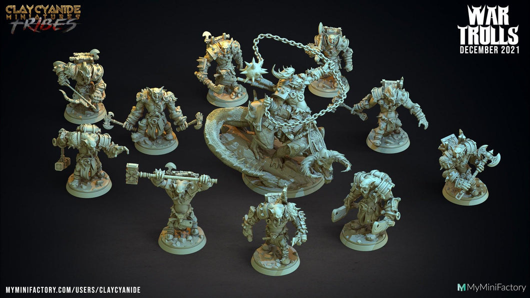 3D Printed Clay Cyanide War Trolls Tribes Factions Ragnarok D&D - Charming Terrain