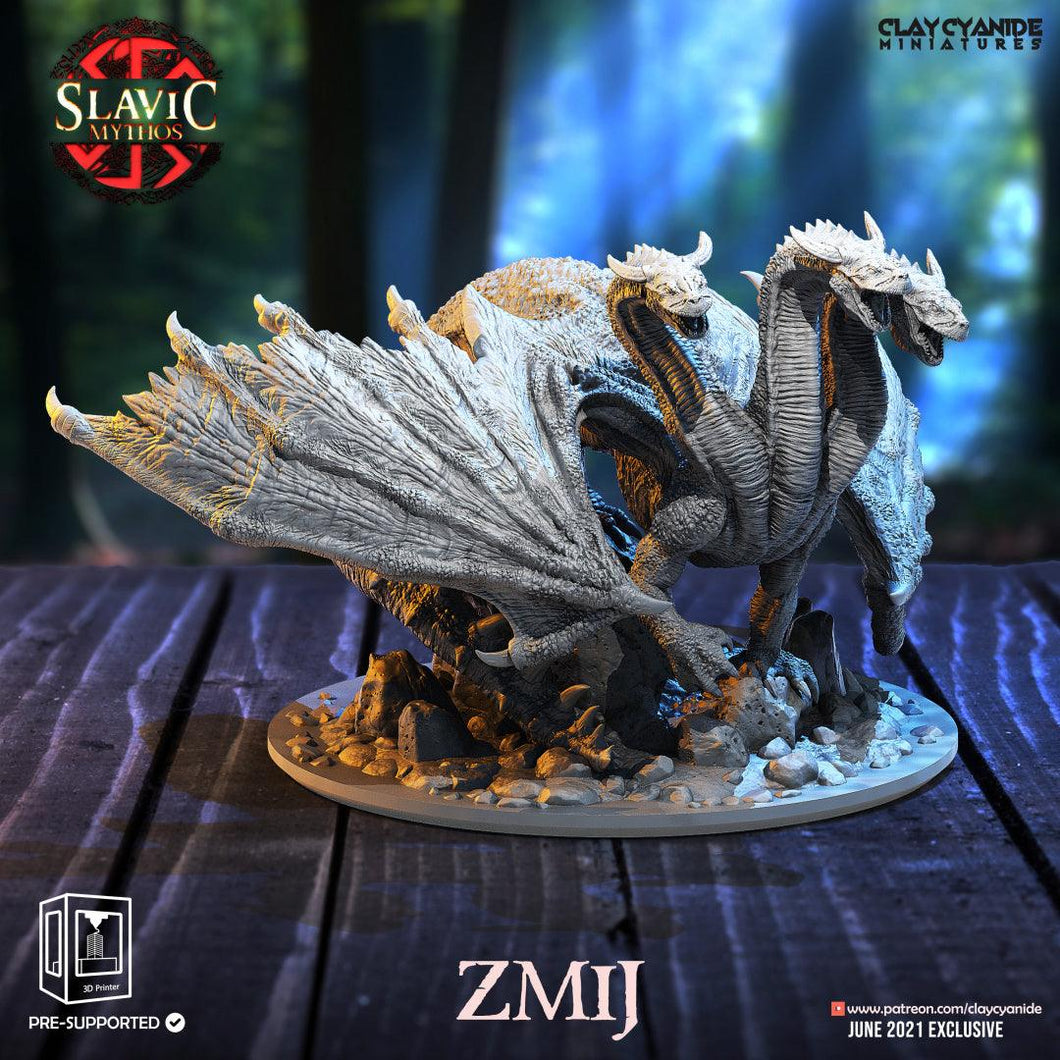 3D Printed Clay Cyanide Zmij Hydra Dragon Slavic Mythos Ragnarok D&D - Charming Terrain
