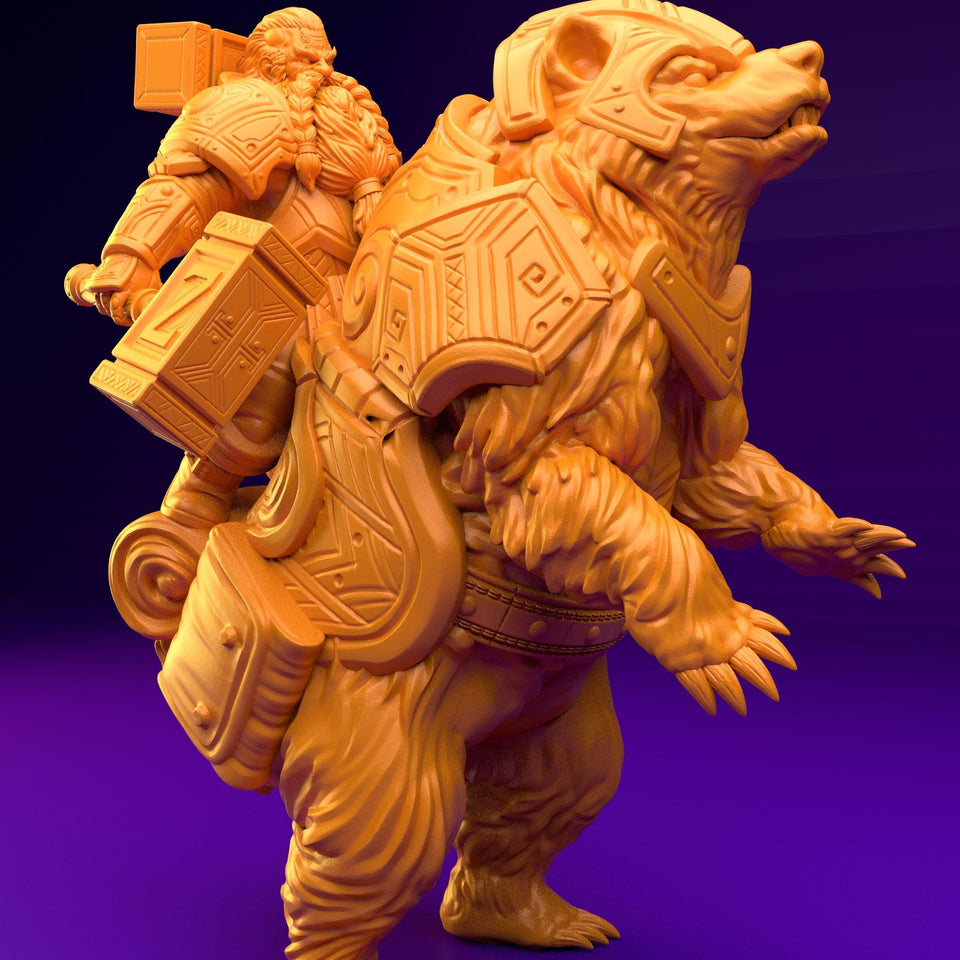 3D Printed Dwarf’s Army Nafarrate - Dwarf Bear Rider Set 28mm 32mm Ragnarok D&D - Charming Terrain