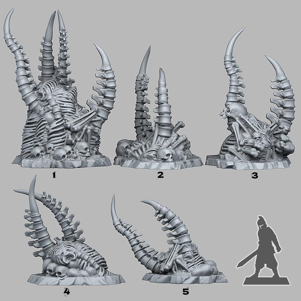 3D Printed Fantastic Plants and Rocks Abandoned Pile Of Bones 28mm - 32mm D&D Wargaming - Charming Terrain