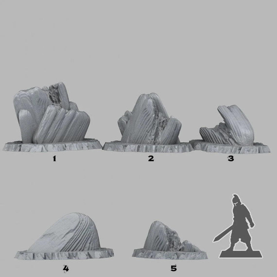 3D Printed Fantastic Plants and Rocks Acid Melted Stones 28mm - 32mm D&D Wargaming - Charming Terrain