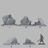 3D Printed Fantastic Plants and Rocks Acid Melted Stones 28mm - 32mm D&D Wargaming - Charming Terrain