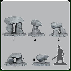 3D Printed Fantastic Plants and Rocks Ancient Dolmens 28mm - 32mm D&D Wargaming - Charming Terrain